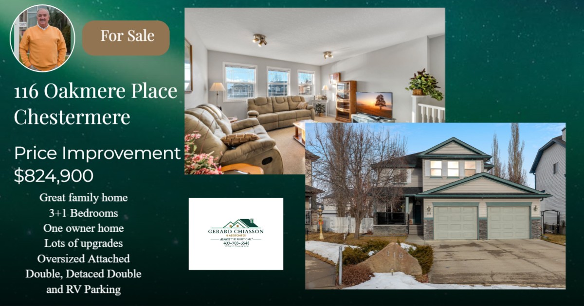 PRICE IMPROVEMENT on this family home listed in Chestermere.