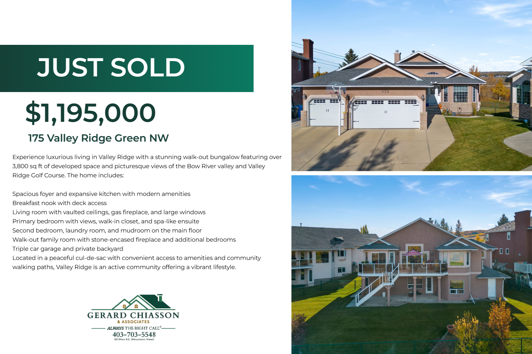 SOLD in 1 day - 175 Valley Ridge Green NW